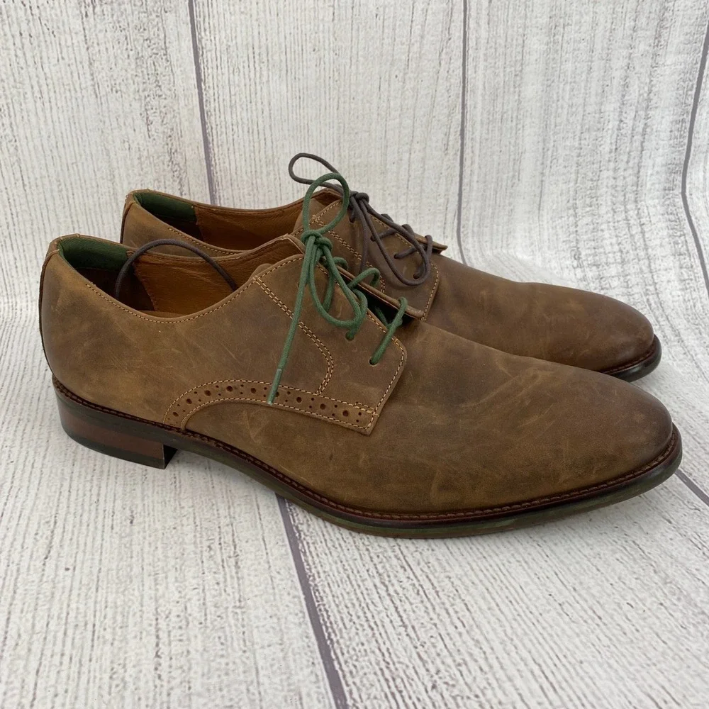Johnston & Murphy Bostonian Oxford Shoes Mens 13 Brown Distressed Leather Brogue